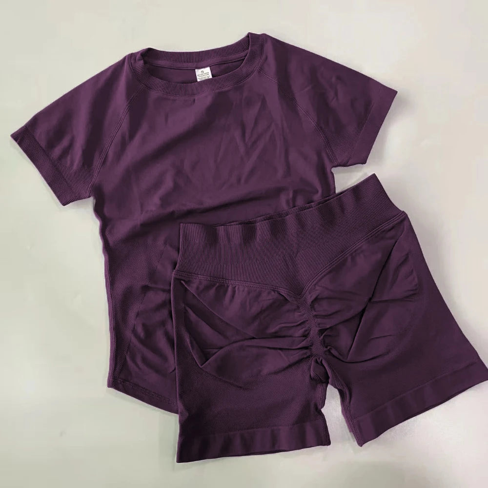 Women's Tee And Shorts Yoga Set For Workout Outfits