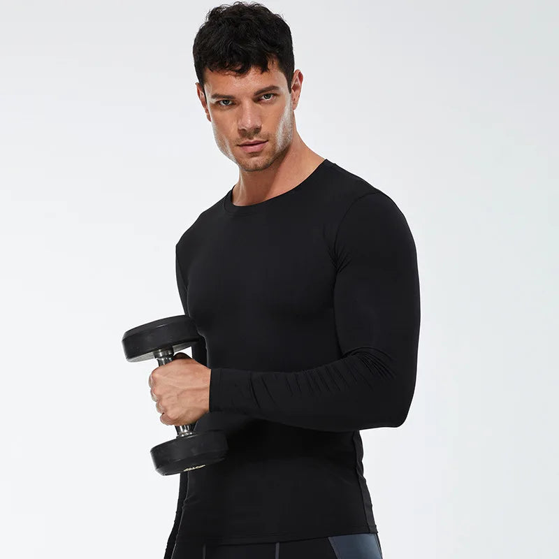 Fitted Crew Neck Long Sleeve Compression T Shirt