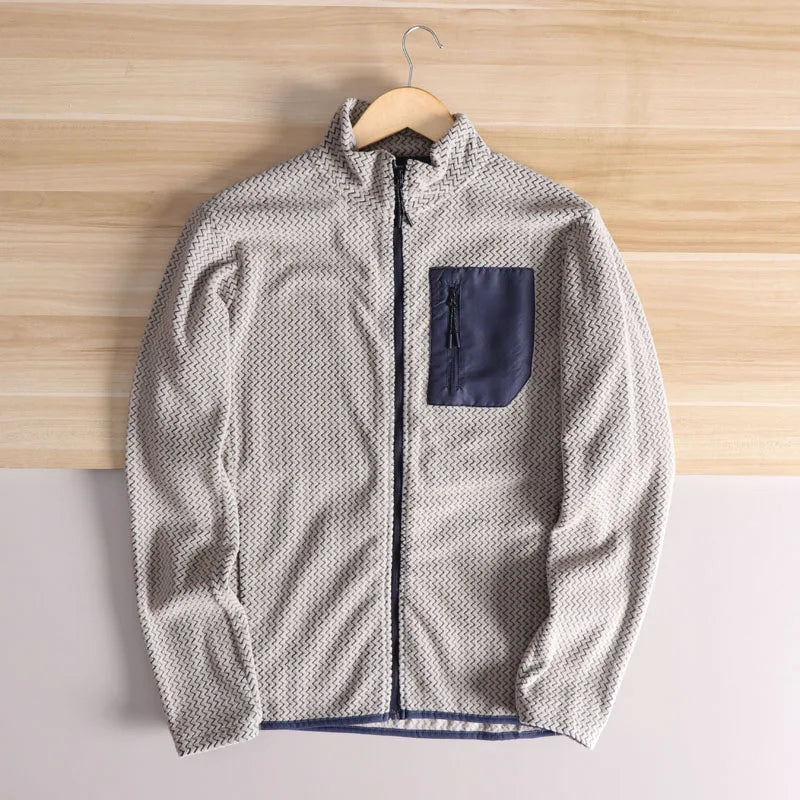Stand Collar Long Sleeve Full Zip Fleece Casual Jacket
