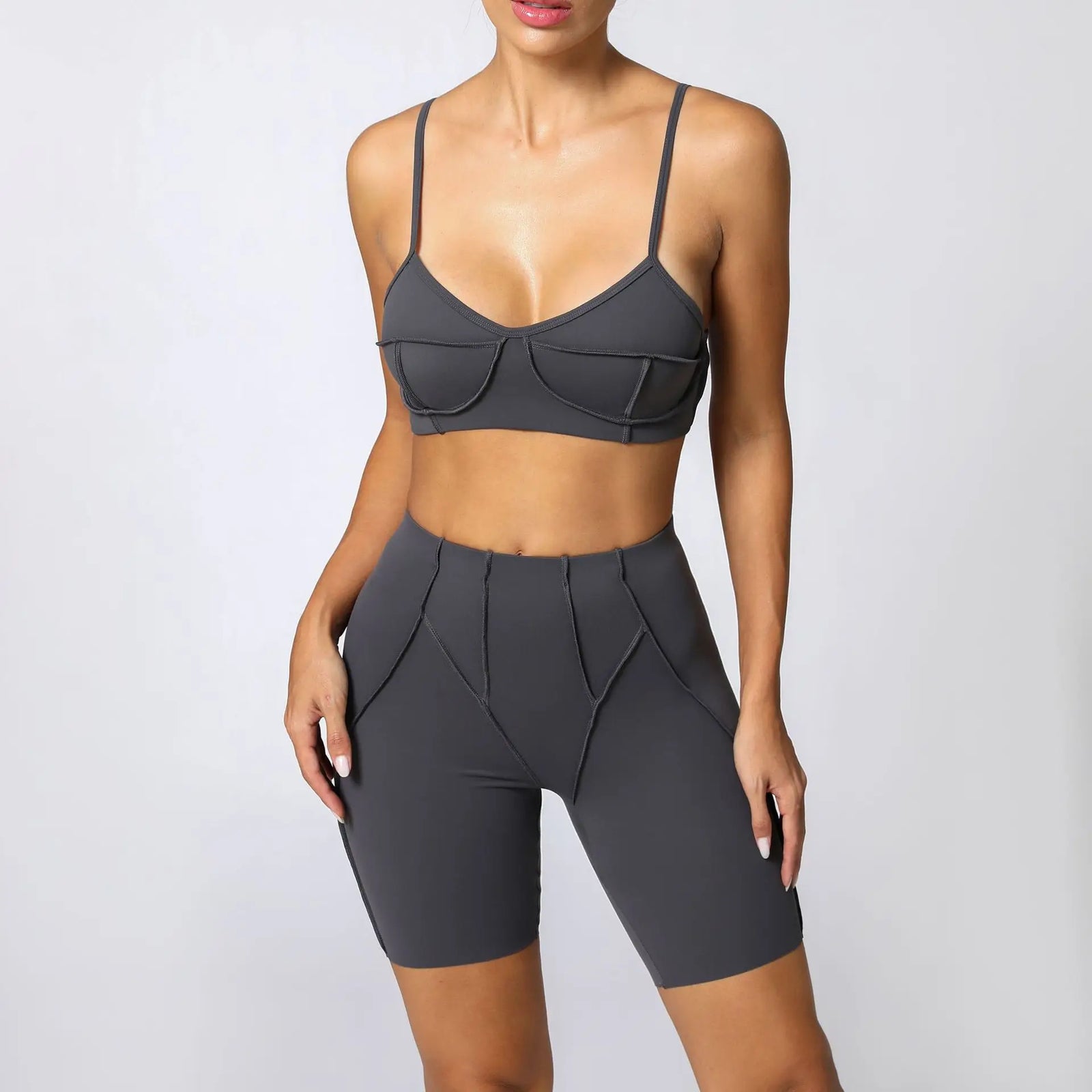 Women's Contrast Seam Bra And Leggings Yoga Set