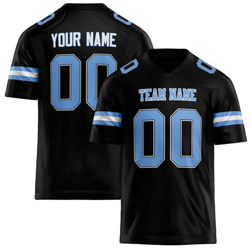 Black Number Football Short Sleeve Jersey For Sports Outfits
