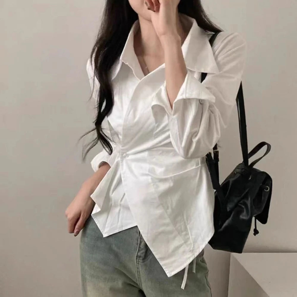 Women's Striped Collared Long Sleeve Shirt