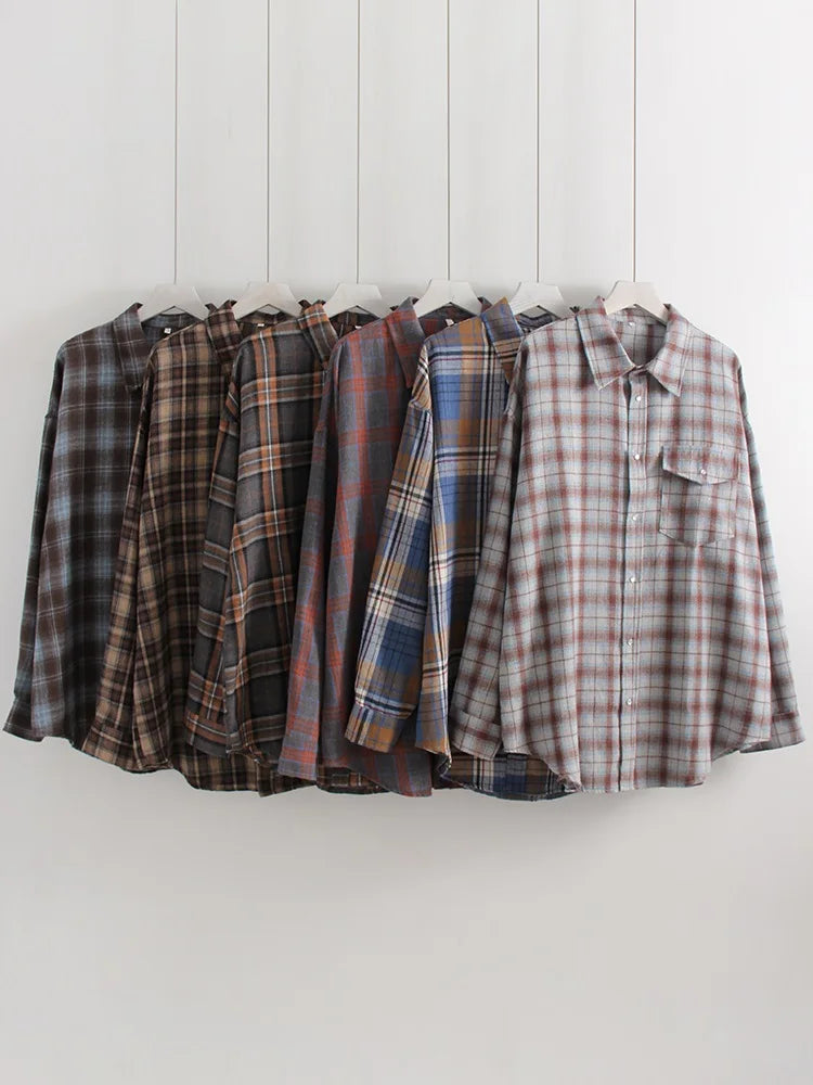 Women's Checked Collared Long Sleeve Shirt