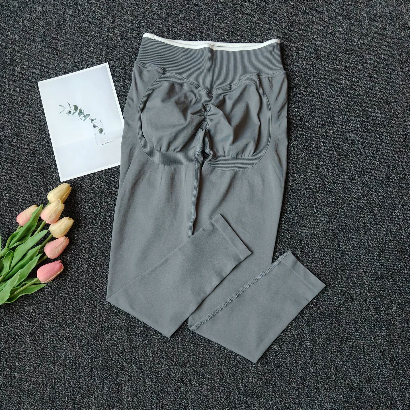 Women's Contrast Waist Full Length Leggings For Workout Outfits