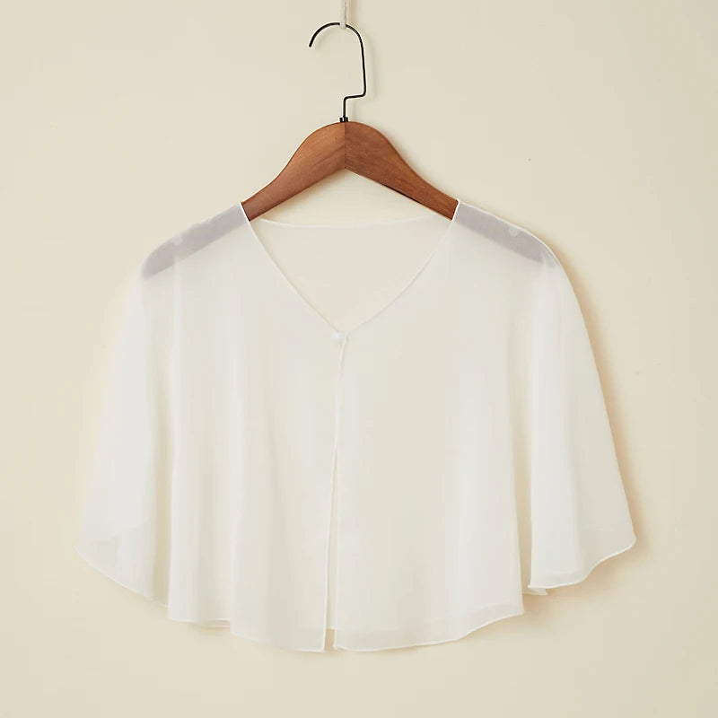 Sheer Clasp Front Capelet for Layering over Dresses and Tops
