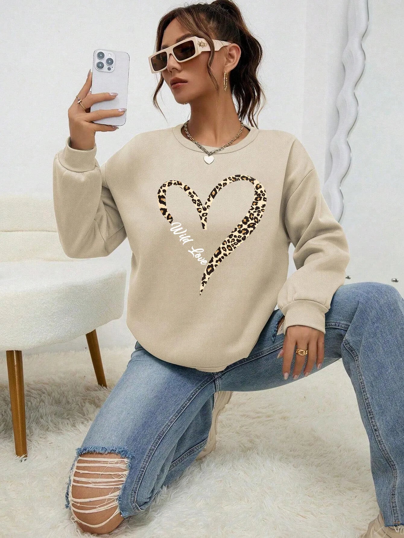 Long Sleeve Casual Pullover Sweatshirt with Original Style Options