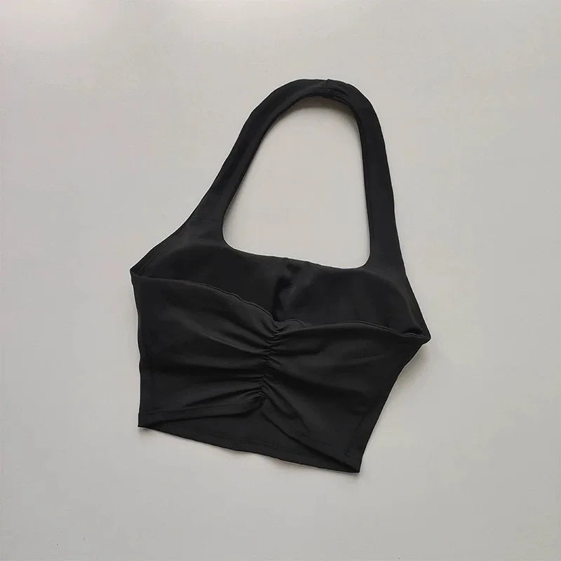 Women's Pleated Halter Sports Bra
