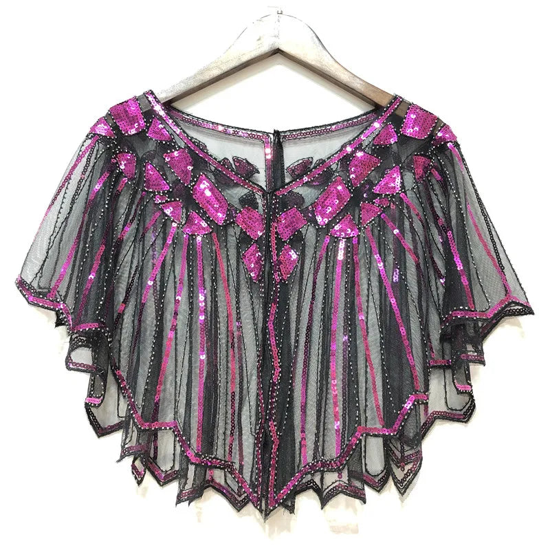 Beaded Sequin Capelet for Layering over Dresses and Tops