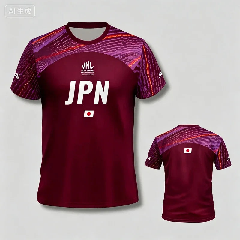 Japan Graphic Volleyball Short Sleeve Jersey For Sports Outfits