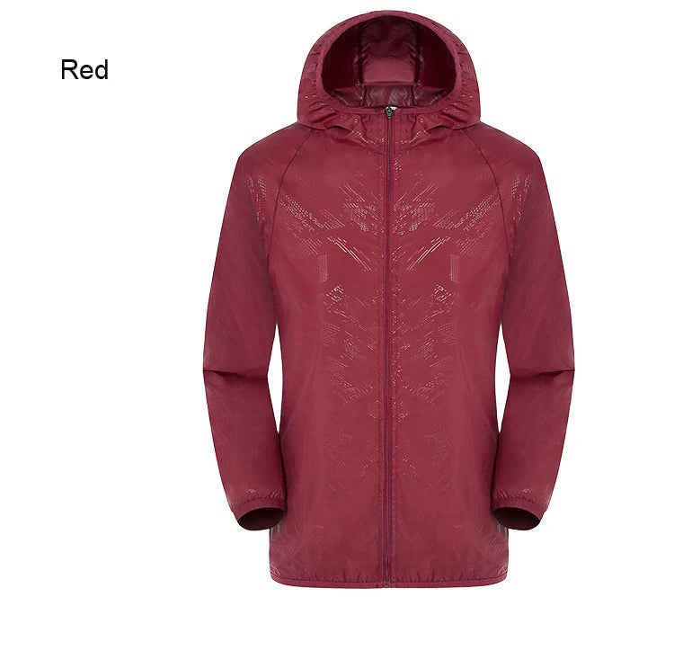 Hooded Long Sleeve Full Zip Outdoor Hiking Jacket with Pockets