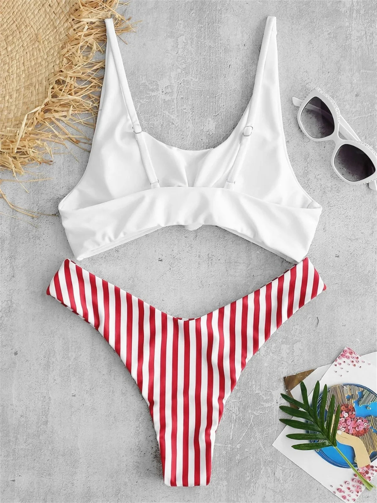 Striped Knot Detail Bikini