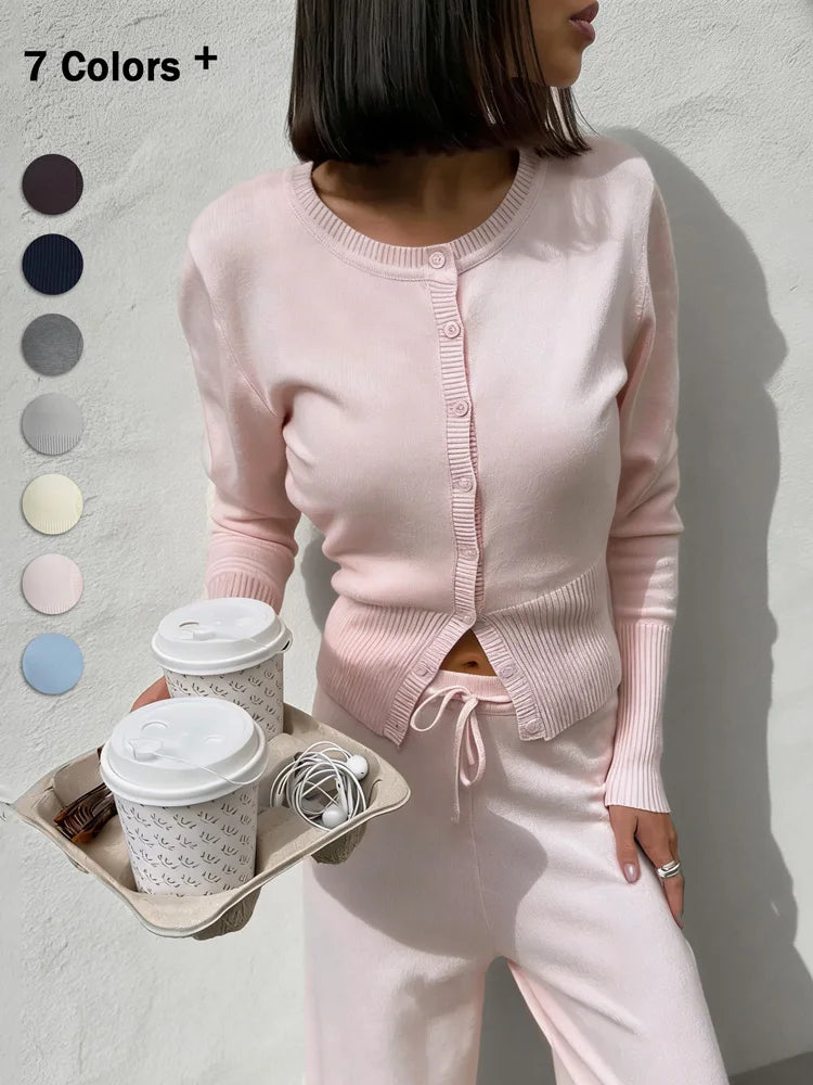 Women's Button Front Keyhole Neck Fitted Cardigan Casual Knit Layer