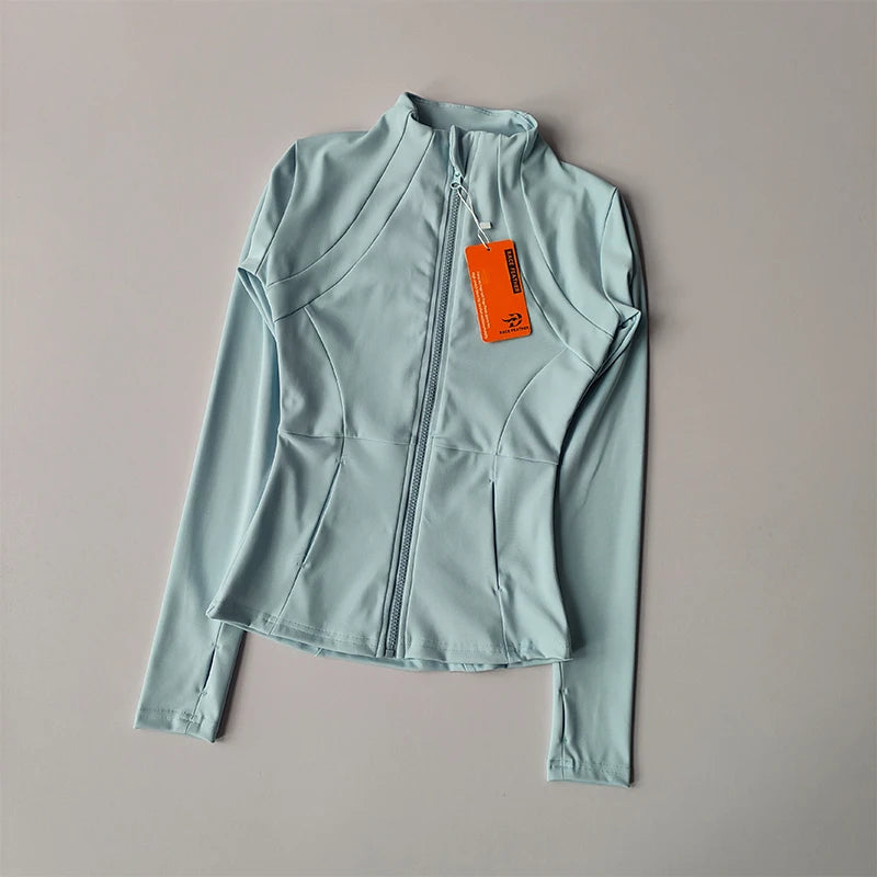 Women's Stand Collar Full Zip Sports Jacket For Workout Outfits