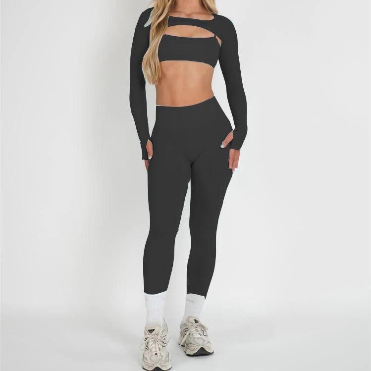 Women's Variable Sleeve Top And Bottoms Yoga Set