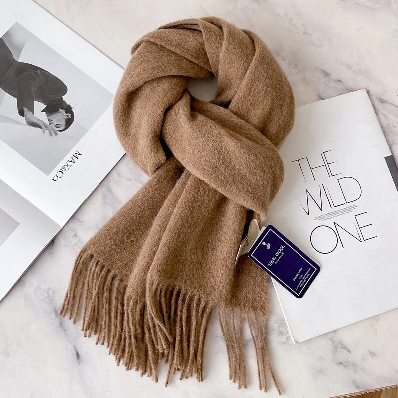 Solid Long Fringed Scarf for Neck and Wrap Styling