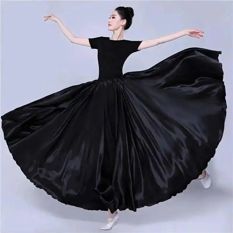 Women's Long Satin-Look Belly Dance Skirt with Separate Top Option