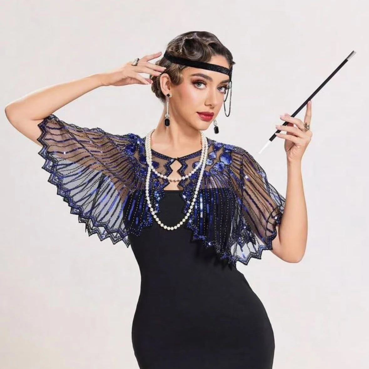 Sequined Fringe Capelet for Layering over Dresses and Tops