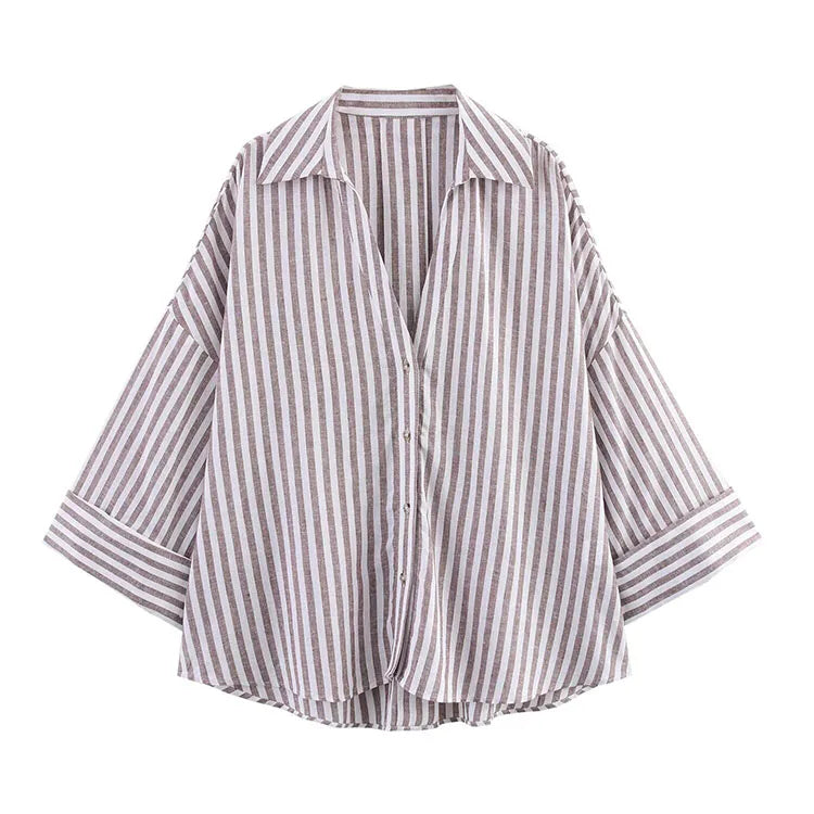 Women's Wide Sleeve Relaxed Button Front Shirt
