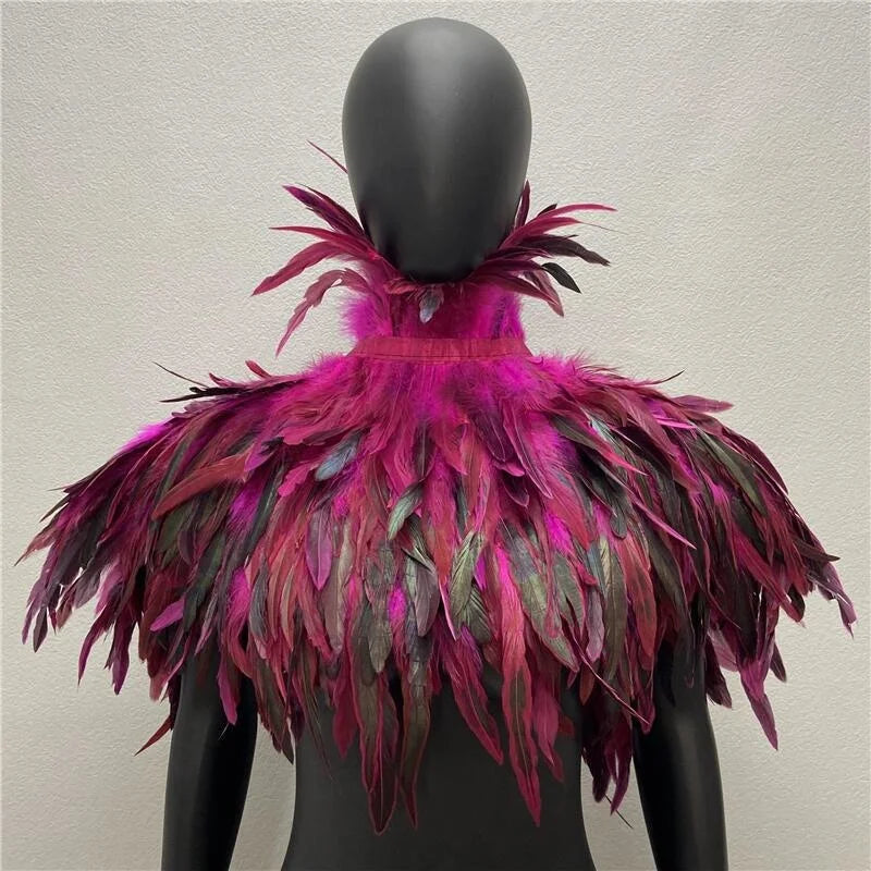 Layered Feather Shoulder Cape for Layering over Outfits