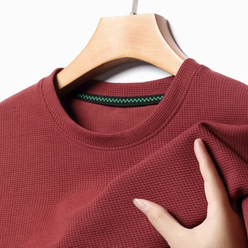 Men’s Waffle-Texture Crew-Neck T-Shirt