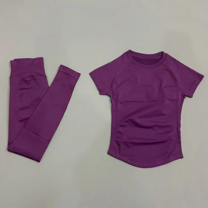 Women's Tee And Leggings Yoga Set For Workout Outfits