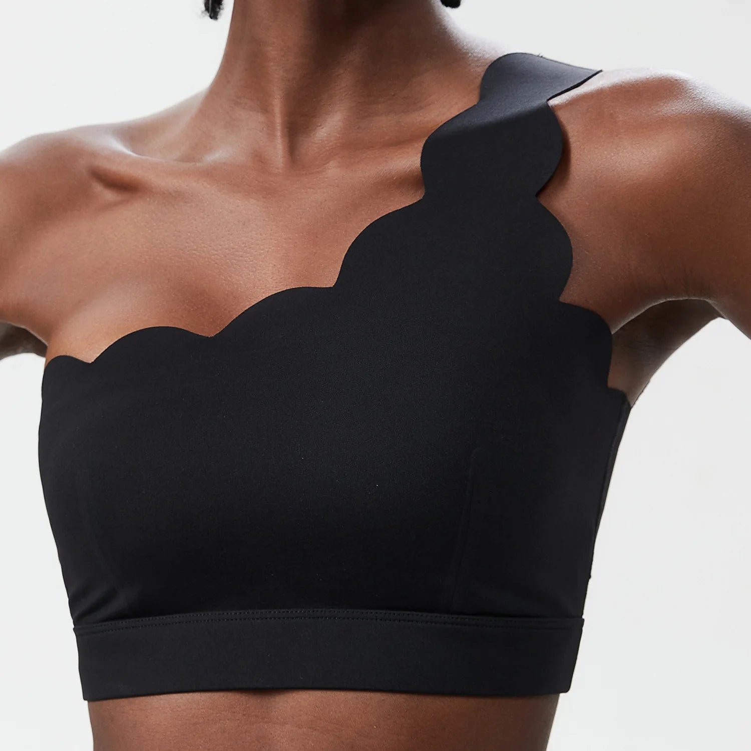 Women's Scalloped One Shoulder Sports Bra