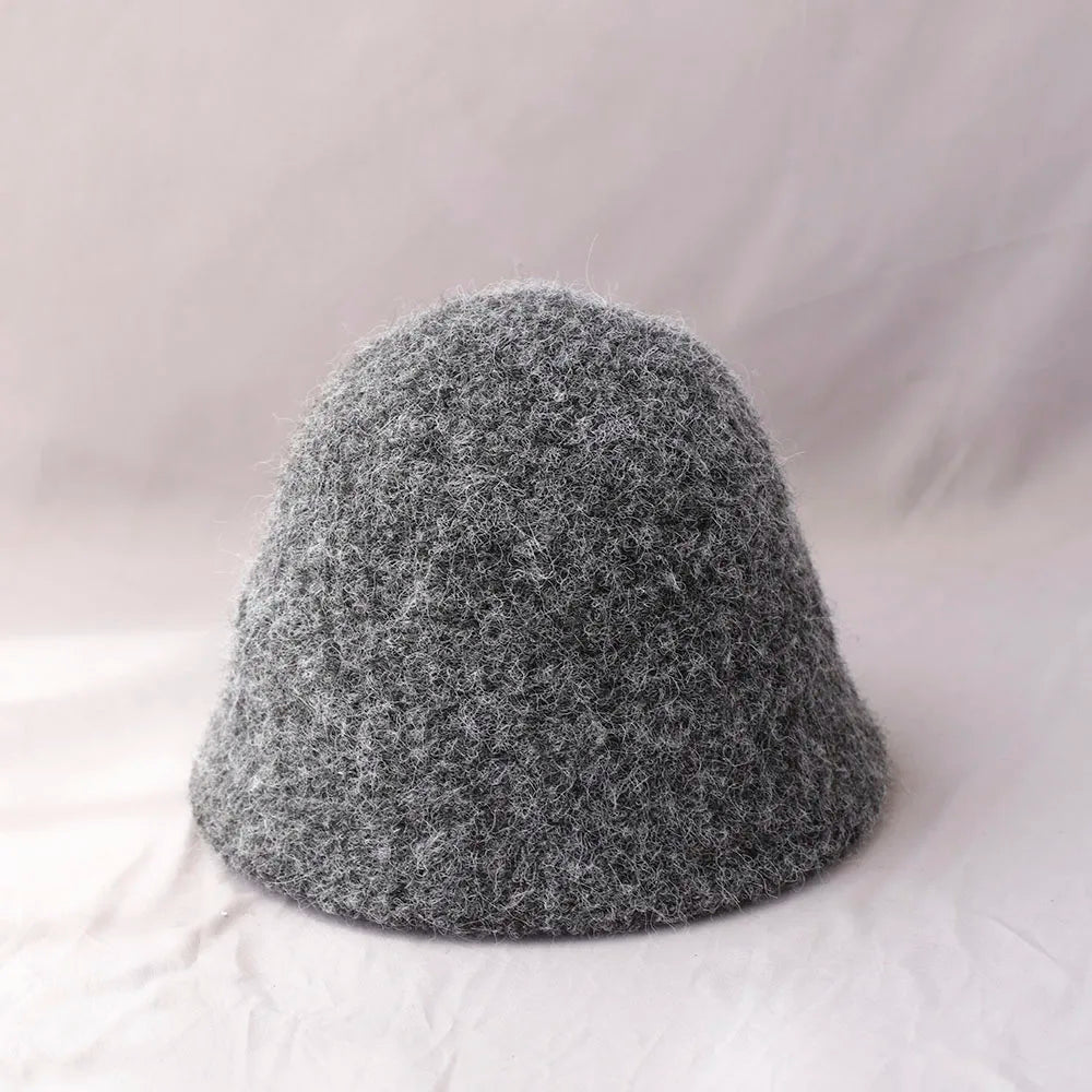 Plush Bucket Hat with Rounded Crown and Short Brim