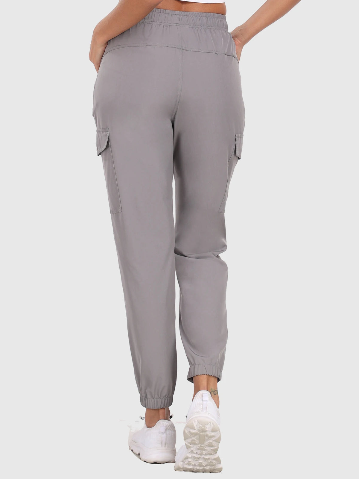 Women's Hiking Cargo Pants with Elastic Waist and Zip Pocket Details