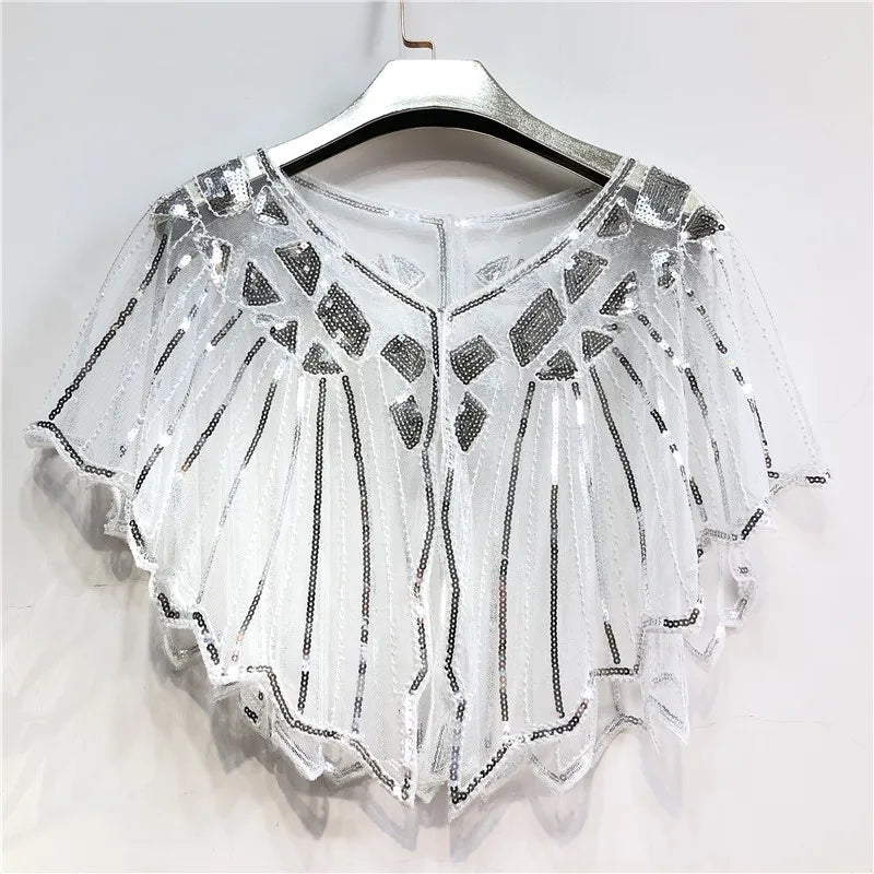 Beaded Sequin Capelet for Layering over Dresses and Tops