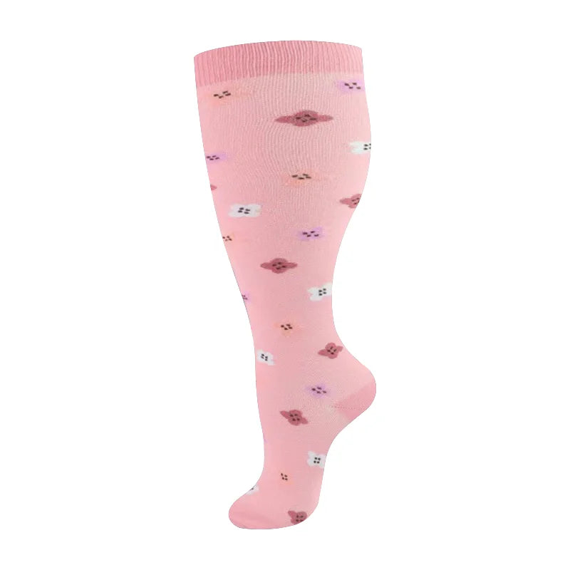 Plus Size Knee High Compression Socks with Pattern Options
