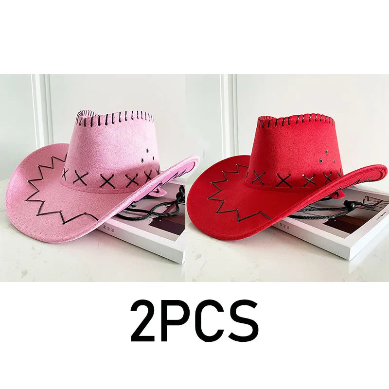 Wide Brim Cowboy Hat with Decorative Edge Stitching