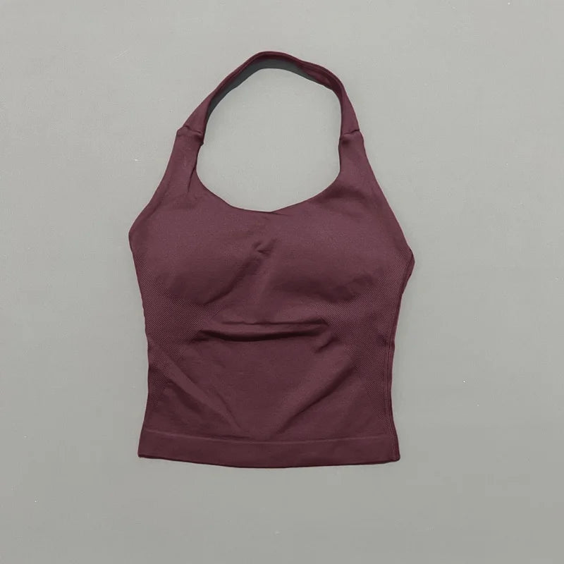 Women's Halter Neck Longline Fitted Tank Top For Workout Outfits