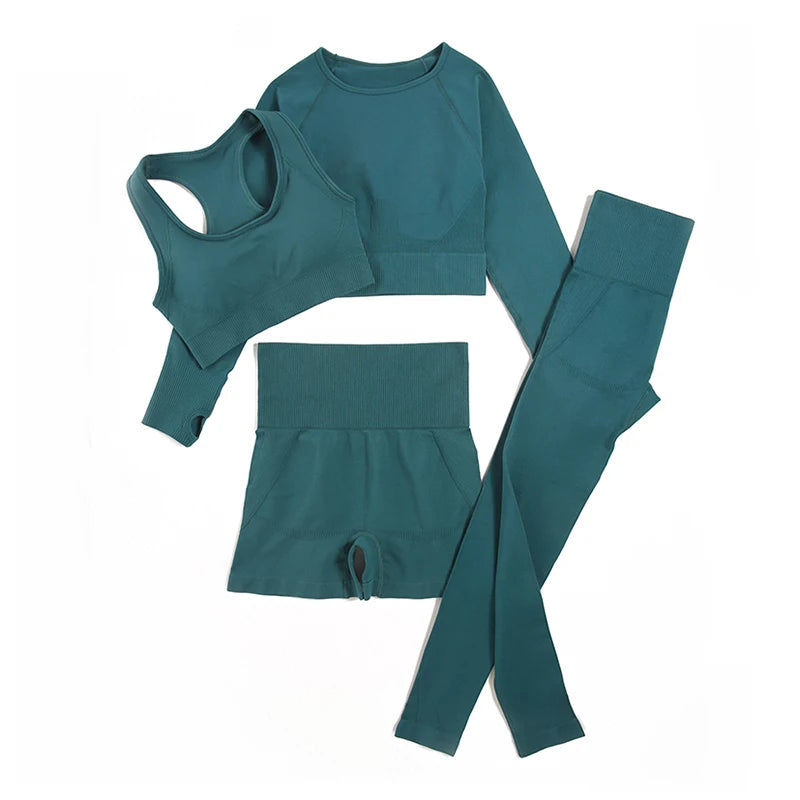 Women's Variable Sleeve Top And Bottoms Yoga Set