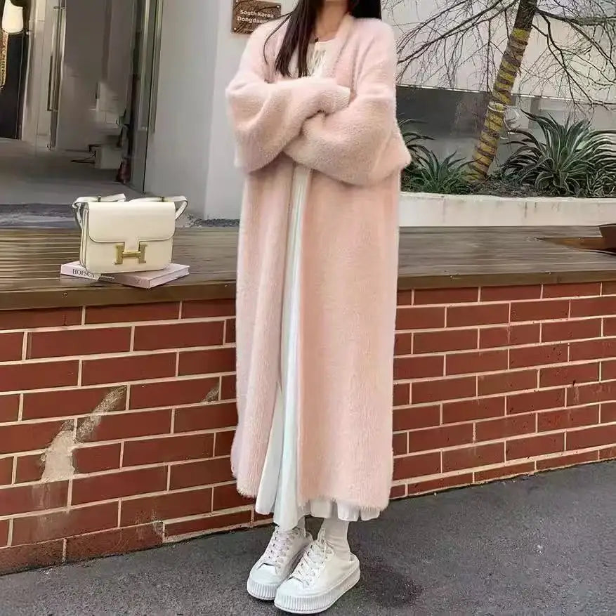 Women's Long Open Front Chunky Knit Cardigan Casual Knit Layer
