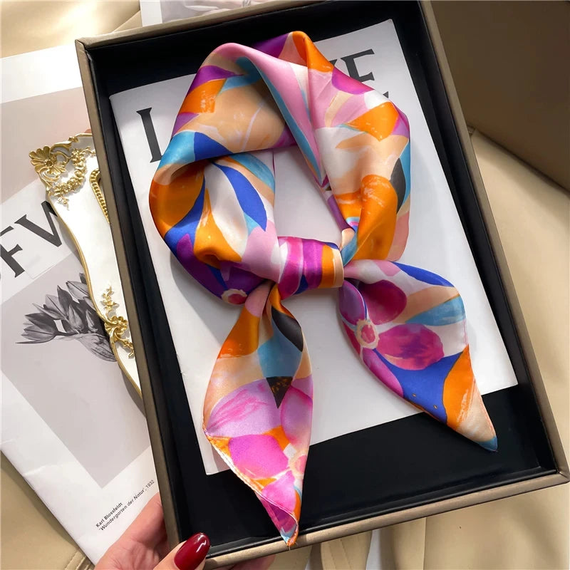 Printed Square Scarf for Hair Wrap and Neck Styling