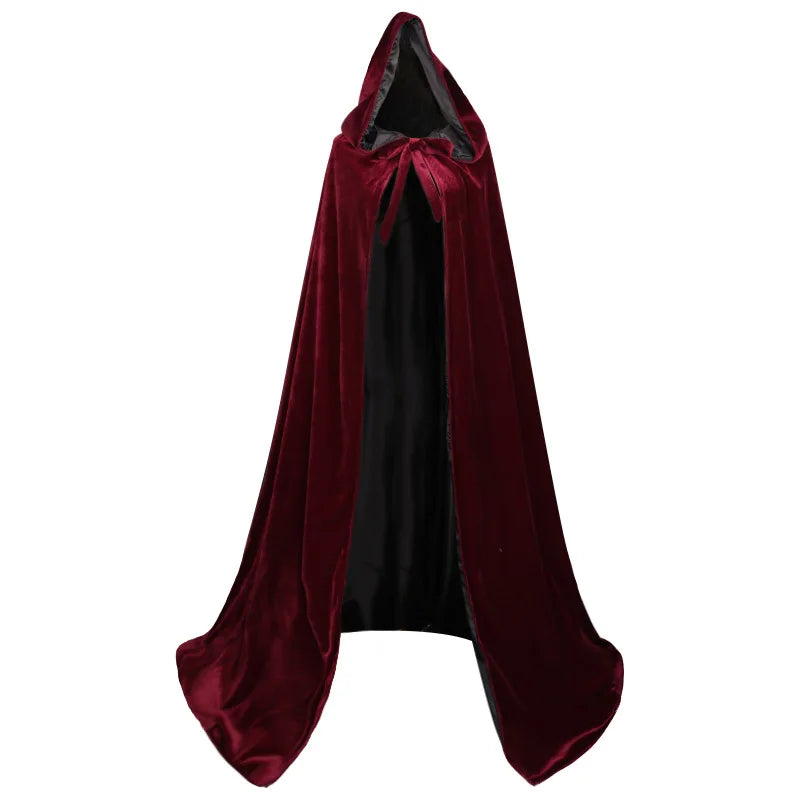 Long Velvet Hooded Cape for Layering over Outfits