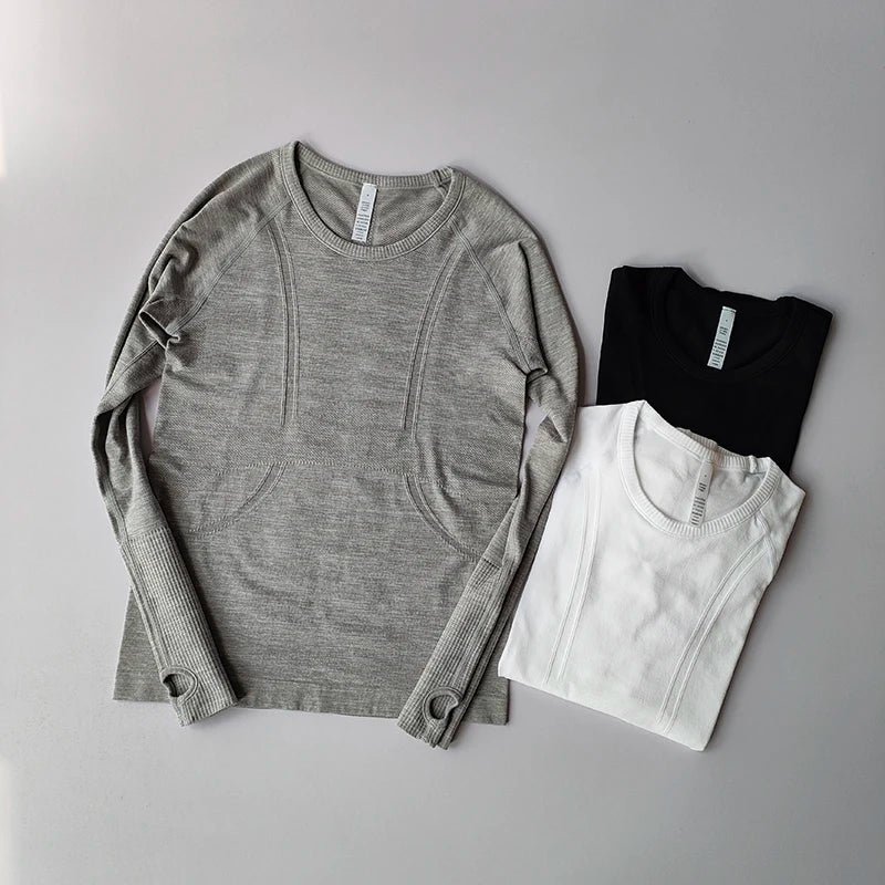 Women's Crew Neck Fitted Long Sleeve T-shirt For Workout Outfits