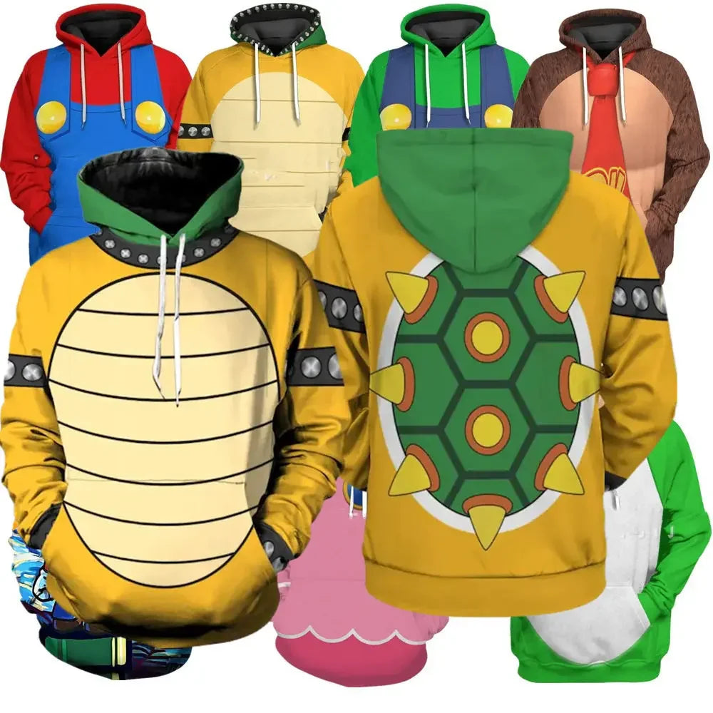 Bowser Graphic Long-Sleeve Pullover Hoodie