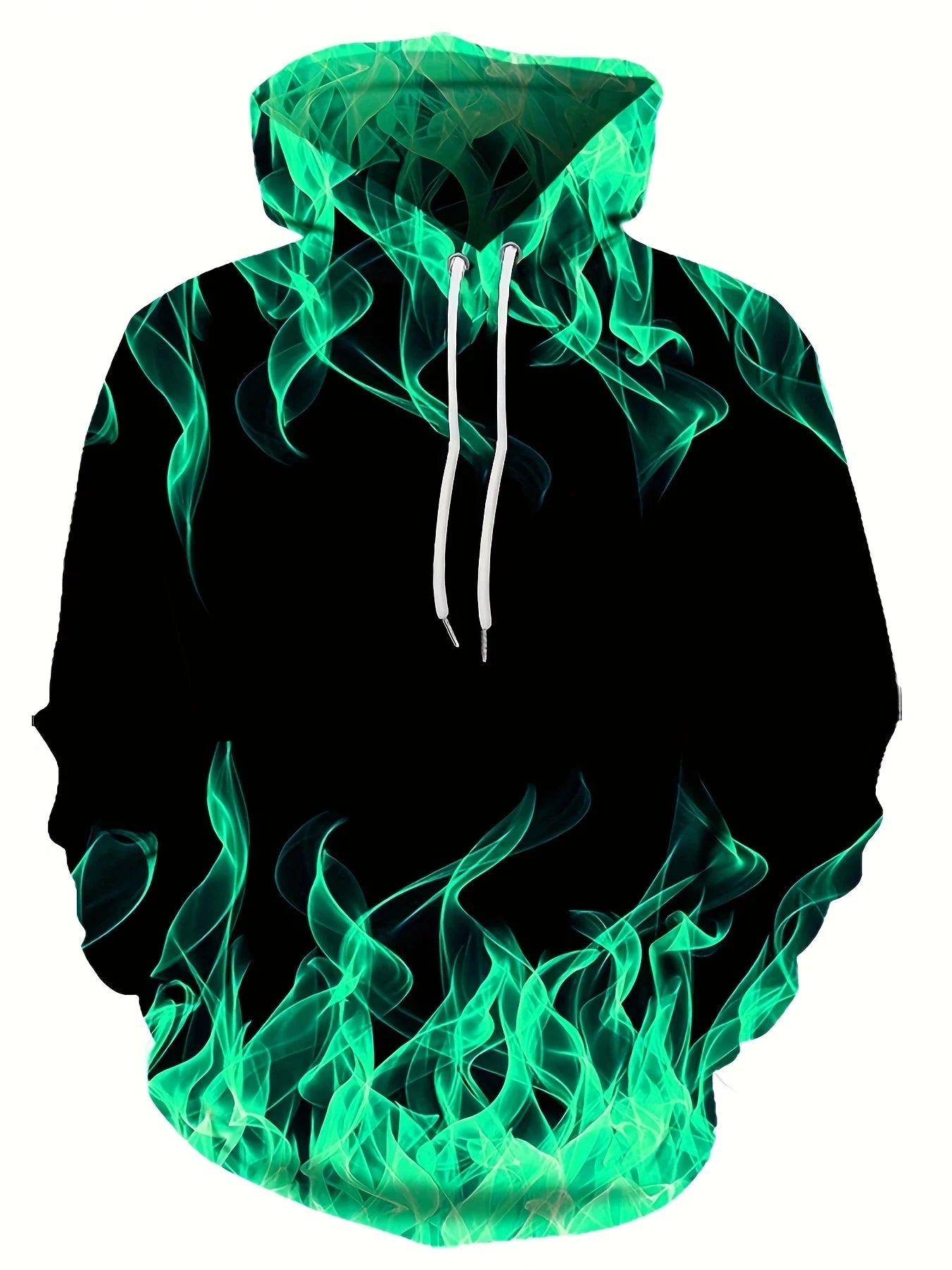 Men's Flame-Print Long-Sleeve Pullover Hoodie