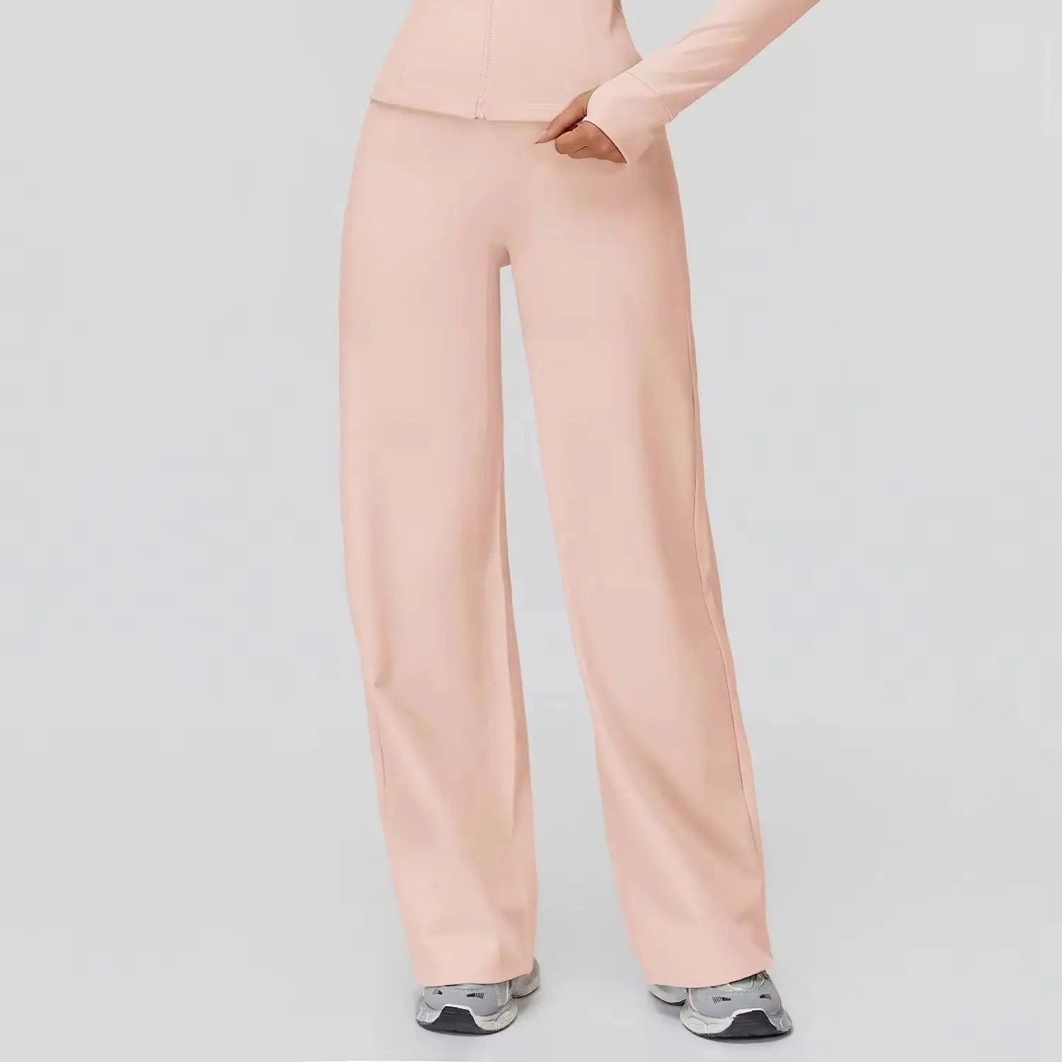 Women's High Waist Polyester Blend Wide Leg Pants for Yoga and Casual Wear