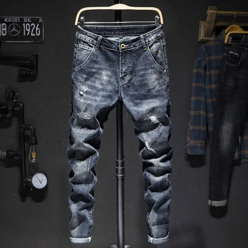 Men's Distressed Slim Fit Denim Jeans for Casual Everyday Wear