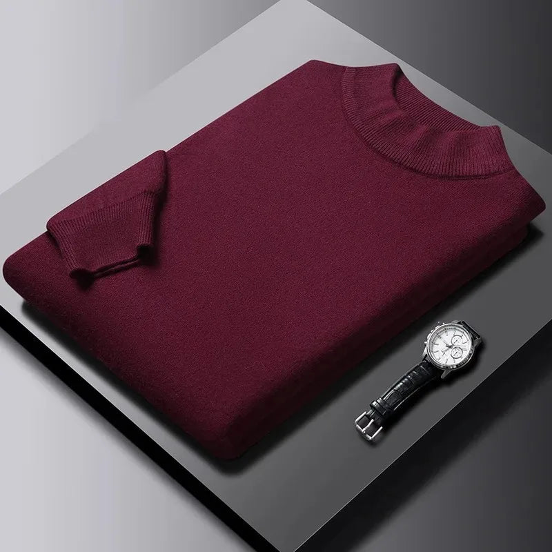 Men's Mock Neck Long Sleeve Knit Sweater