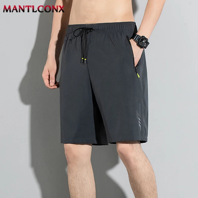 Men's Stretch Drawstring Sports Shorts with Zipper Pockets