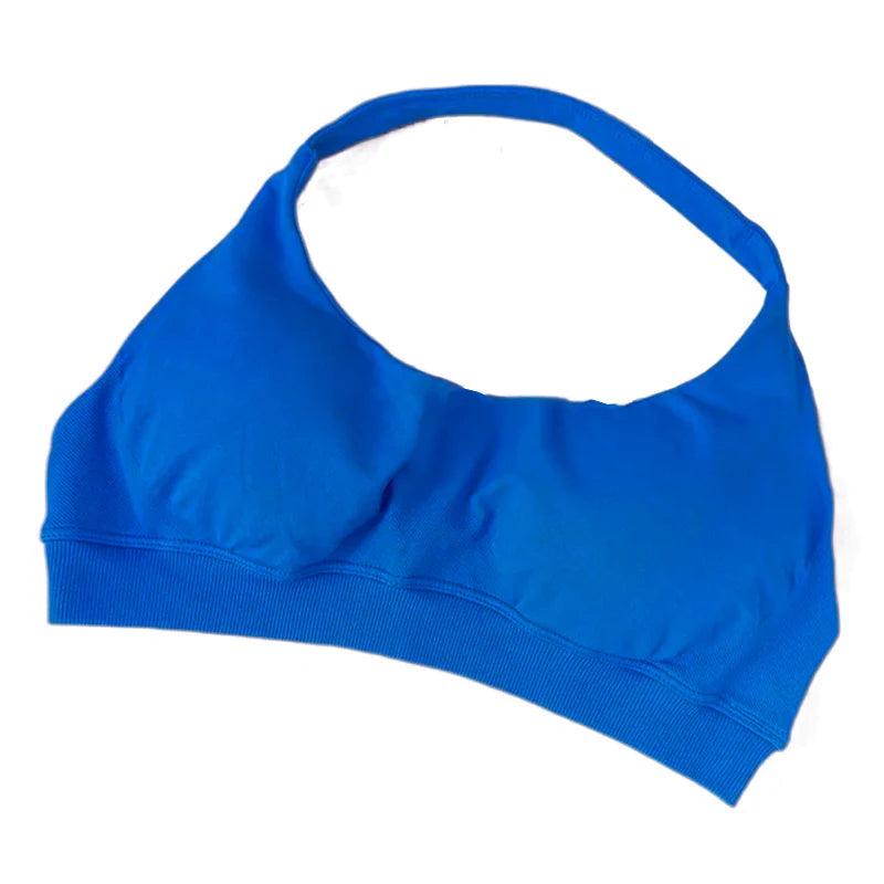 Women's Ruched Halter Neck Sports Bra