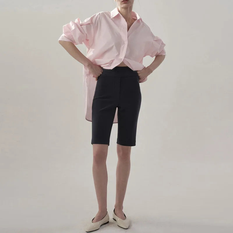 Women's Cotton Long-Sleeve Loose Collared Button-Up Shirt for Casual Everyday Spring Outfits