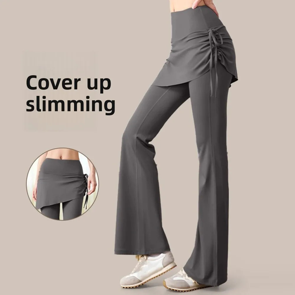 Women's Skirt Overlay Flared Leggings For Workout Outfits