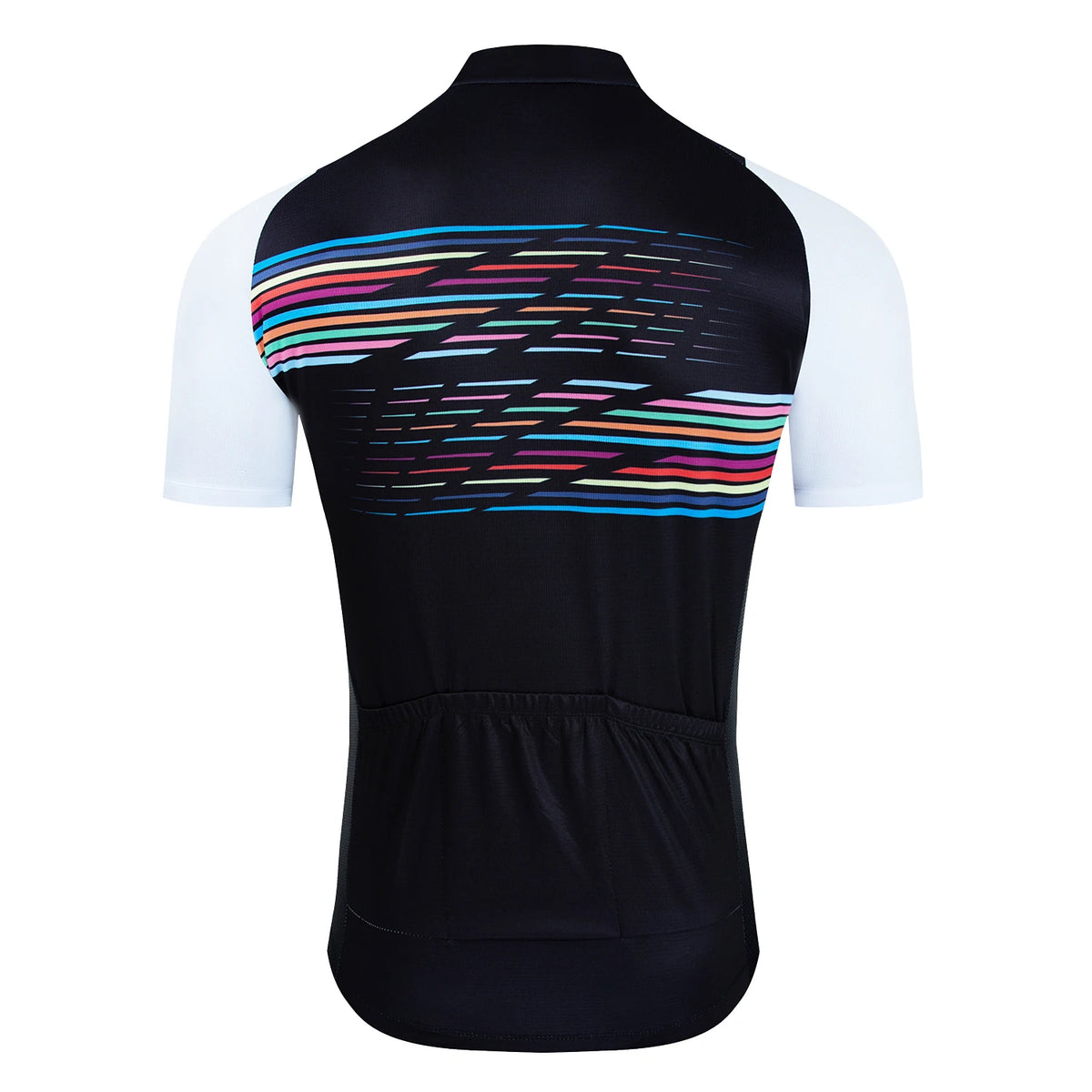 Men's Striped Short Sleeve Full-Zip Cycling Jersey with Rear Pockets