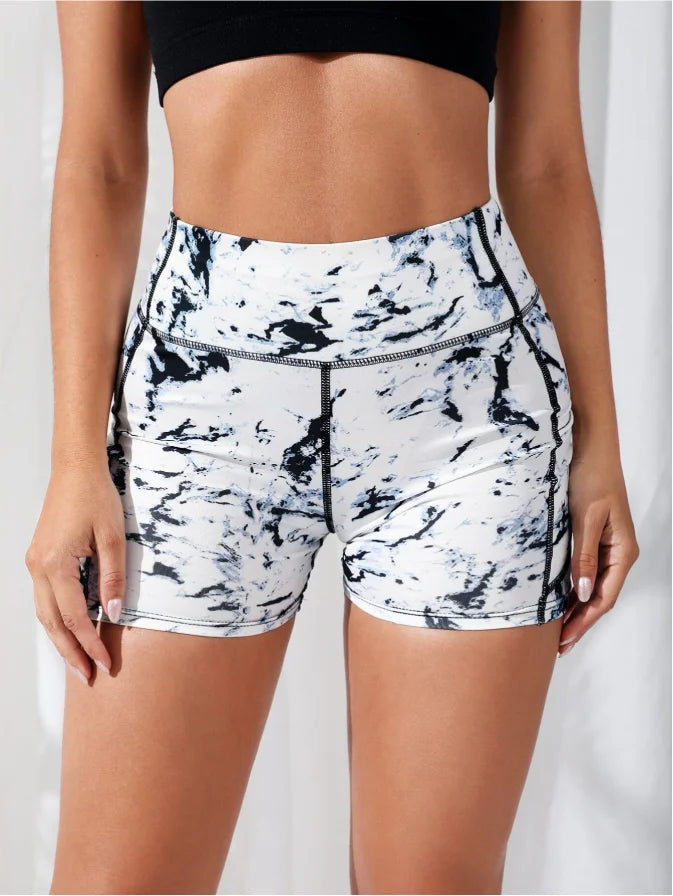 Women's High Waist Printed Yoga Shorts