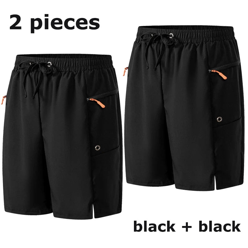 Men's Swim Shorts with Zipper Pockets and Mesh Liner for Beach and Pool Wear