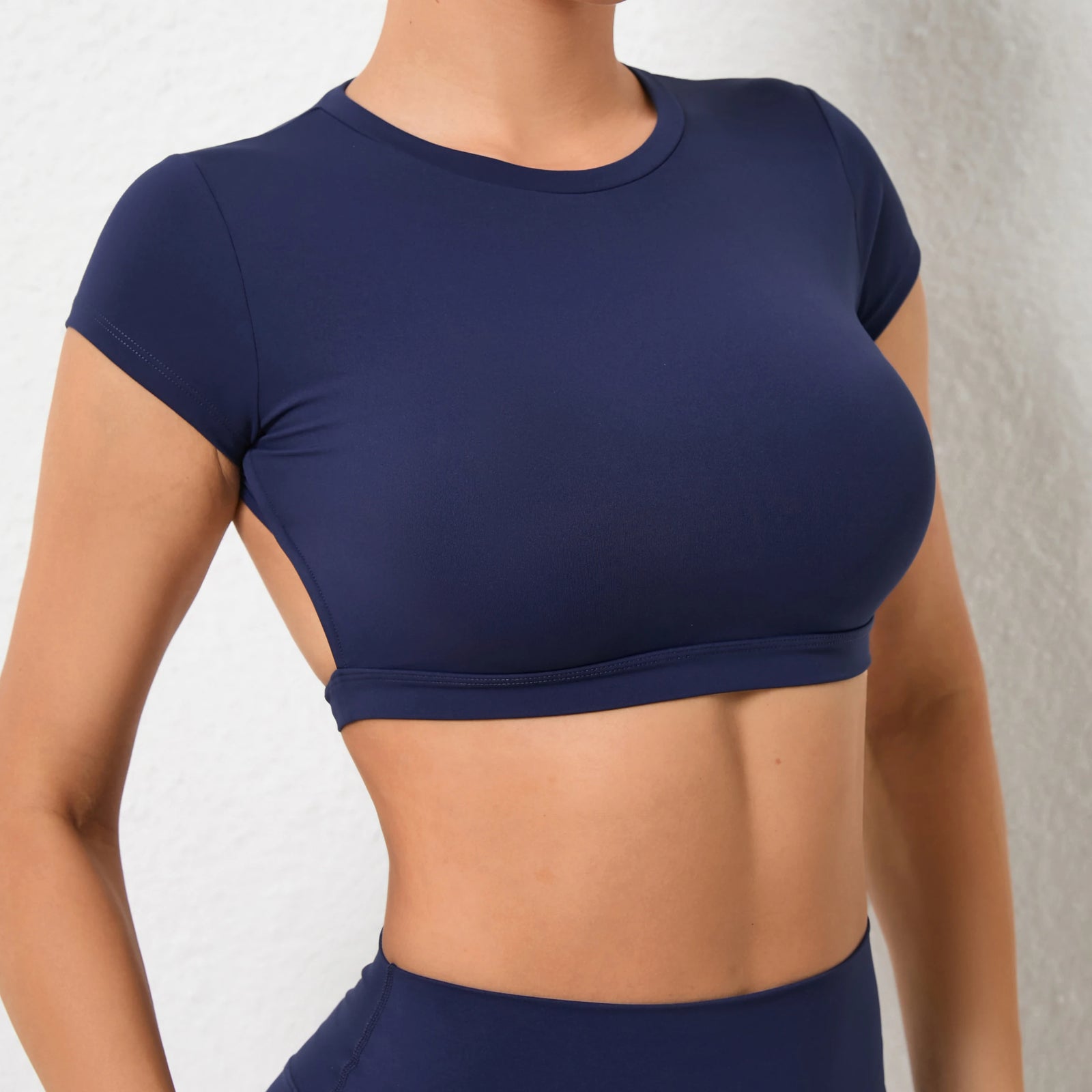 Women's Open Back Cap Sleeve Sports Crop Top